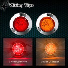 Wodvyss 10-Pack (5 Amber + 5 Red) 2" 4 LED Round Trailer Side Marker Lights, Stainless Steel Grommet, DOT Approved, Sealed Flush Mount, IP67 Waterproof, 12V for Truck RV Camper