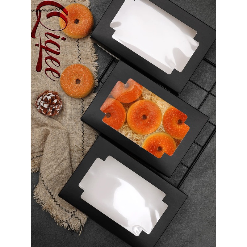 qiqee 36Packs Auto-pop Black Cookie Boxes for Gift Giving 8x5.3x2