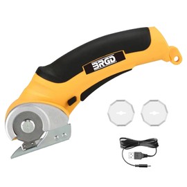 BRGD Cordless Electric Scissors with Spare Blade, 4.2V Rechargeable Heavy-Duty Power Rotary Box Cutter with Safety Lock, Multi-Material Cutting for Cardboard, Carpet, Fabric, Leather, Plastic