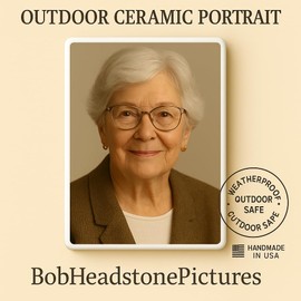 Bob's All Italian Headstone Pictures Ceramic Memorial Photo Tile| Rectangle Cameo for headstones| Photo Memorial Plaque| Weatherproof Grave Decoration| Monument Tombstone Photo Tile (2.4"x3")