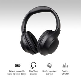 Akane Audífonos Inalámbricos de Diadema Bluetooth Ultra High Definition con Micrófono Extraíble USB-C, Batería de Larga Duración hasta 48 Hrs de Uso, Audífonos Manos Libres Plegables, Mod. OF-2000