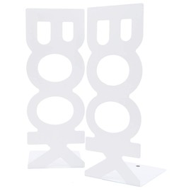 Fashion Simple Style Lengthways Vertical Book Pattern Nonskid Art Decorative Metal Solid Bookends for Home Office Study Book Shelf (White)