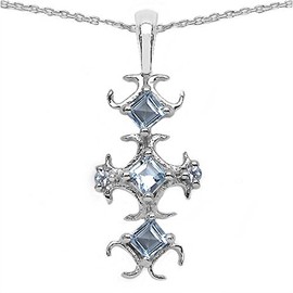 Schmuck-Schmidt - Necklace with Blue Topaz Pendant in 925 Silver, Sterling Silver, Topaz