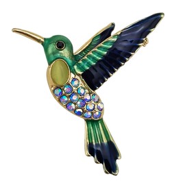 HAISWET - Broche esmaltado con diseño de colibrí con diamantes de imitación, Cristal Esmalte Metal