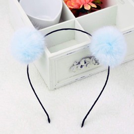 BAOPLAYKIDS Faux Fluffy Rabbit Fur Ball Cat Ears Panda Hair Hoop Headband Xmas Party Cosplay