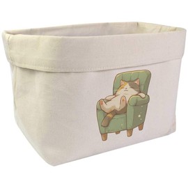 Large 'Sleepy Cat on Sofa' Canvas Organiser/Storage Bag (OR00038493)