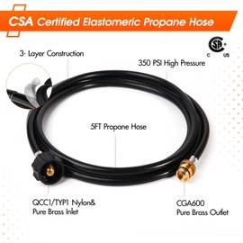 GASPOWOR Propane Hose,5FT Propane Adapter Hose,Propane Tank Adapter 1lb to 20lb,Propane Converter Hose fit for Weber Q/Blackstone Grill/Buddy Heaters/Griddle/Coleman Stove