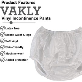 Adult Vinyl Waterproof Pull-On-Cover Incontinence Pants (This is not a Diaper) Extra Waterproof Protection to GO ON TOP of/Together with Diapers & Briefs as Added Leak Resistance (Small (Pack of 6))