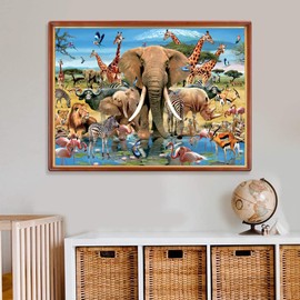 AveJoys Jigsaw Puzzles for Adults 1000 Piece Kilimanjaro 27.56 x 19.69 Inch Elephant Puzzles for Adults Educational Challenge 1000 Pieces Rhinoceros Zebra Giraffe Lion Puzzles