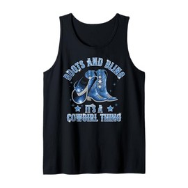Cowgirl Hat Boots And Bling It's A Cowgirl Thing Denim Decor Tank Top
