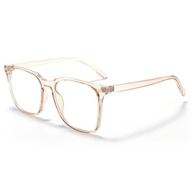 MACJERO Oversized Square Blue Light Blocking Glasses for Women Men, Anti-Fatigue Computer Monitor Gaming Glasses Reduce Eye Strain((transparent Brown)