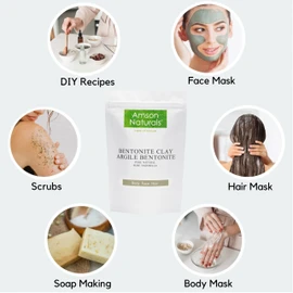 Bentonite clay powder 1lb / 454 g by Amson Naturals- Pure & Natural for Body Face Hair.