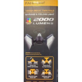 Farpoint- Versa Beam Twin Fold Garage & Ceiling Light 2000 Lumens