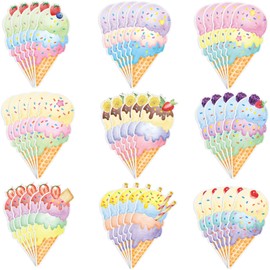 Faccito 45 Pcs Ice Cream Party Decoration Ice Cream Cutouts for Bulletin Board Sundae Birthday Paper Cut Sundae Decoration Cutouts for Classroom Girls Birthday Baby Shower Party Decor, 5.9 x 2.4 Inch