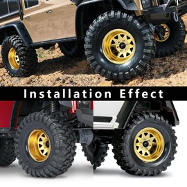 GLOBACT 1.9 Beadlock Wheels RC Wheel Hub -11.5mm Offset for 1/10 TRX4 TRX6 Axial SCX10 I II III Pro Redcat RC Crawler Upgrade Accessories (4Pcs Gold)