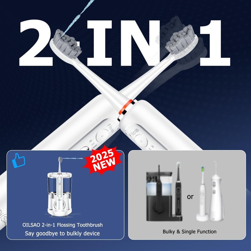 Electric Toothbrush with Water Flosser Combo in One, Professional Flossing