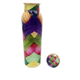 multi colour Copper Water Bottle 34 Oz,Joint Free-Ayurveda Health For Travelling Purpose Copper Vessel for Drinking Water Bottle, Yoga, Fitness,school Christmas Birthday - Capacity 1000 Ml