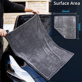 aokway Microfiber Cleaning Cloths(24"x36",Gray),Thickened and Absorbent Microfiber Towels(16"x16",Gray)1-Pack, No Streaks Car Drying Towel, Scratch-Free,1300GSM ,No Water Spots - Size: (16"x16",Gray)1-Pack
