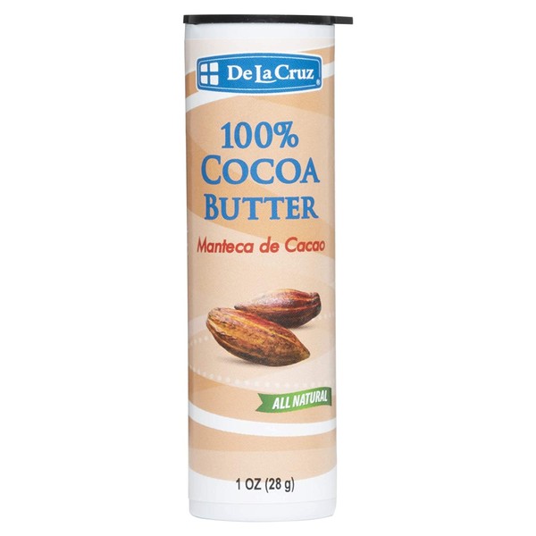 De La Cruz Pure Cocoa Butter Stick, Hexane-Free, No Preservatives, Fragrances or Artificial Colors, Packed in USA 1 OZ