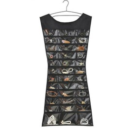 BLULILY Large Jewelry Hanging Storage Bag Double Sided Jewelry Organizer Holder Foldable Necklace Bracelet Earring Rings Pouch, approx.83cm/32.68in, Black