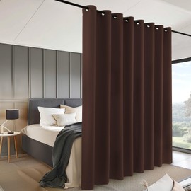 INOVADAY Sliding Door Curtains Room Divider Curtain for Living Room, Patio Door Curtains, Wide Curtains for Bedroom Partition, Privacy Grommet Curtain Panel, 1 Panel, 8.5ft Wide x 9ft Tall, Chocolate