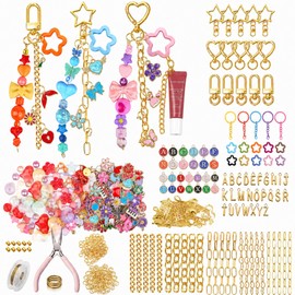 Metacipher 480 Pcs Keychain Making Kit with Alphabet Beads, Charms & Pliers