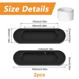 MOROBOR Self-Stick Oval Sliding Door Pulls, 2pcs Aluminum Alloy Flush Pull Punch-Free Handle for Sliding Barn Door Windows Cabinets (Matte Black, 100mm)
