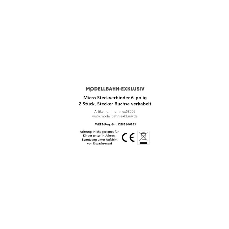 Micro Connector 6-Pin Model Railway Model Making 2 Pieces Male