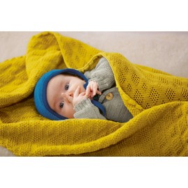 Disana Wool Baby Blanket, 100% Organic Merino Wool GOTS, IVN Best Cuddly Soft Knitted Blanket with Ajour Pattern, Newborn Baby, Toddler, Child, Unisex, Baby First Equipment, Made in Germany, Grey