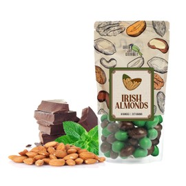 Green Jay Gourmet Milk Chocolate Covered Irish Almonds, 8 Ounce Resealable Bag, Premium Handmade Chocolate Candy Snacks for Kids and Adults, Great for Christmas and Holidays