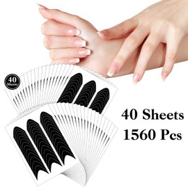 1560 Pcs French Tip Stickers French Manicure Strips French V-Shaped Nail Stickers Self-Adhesive Nail Tips Guides Moon Shaped Manicure Strip Stickers for Edge Auxiliary DIY Decoration Stencil Tools