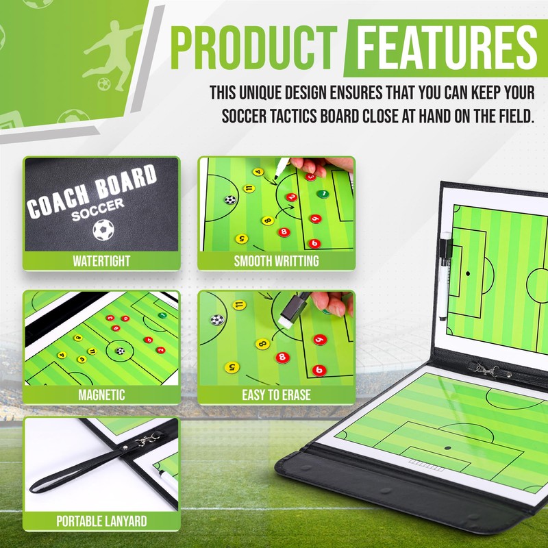 ZPU Soccer Coaching Board, Magnetic Soccer Clipboard for Coaches, Portable