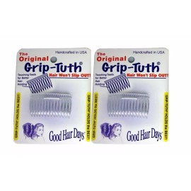 Good Hair Days 4 Combs x Good Hair Days Grip-Tuth® 1 3/4" Clear Shorty Combs Made in USA 40162