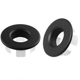 ITROLLE Sink Overflow Cover 2PCS Bathroom Vanity Sink Basin Trim Circle Overflow Rings Insert in Round Trim Cap Black