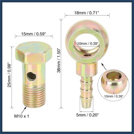 INFINAUTO 10mm Banjo Hose Barb Bolt Fittings Bronze Tone for Motorcycle Car Stylish Design