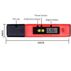 Okaywork pH Value Meter - pH Value Meter PH Meter with LCD Display, pH Meter Water Hardness Measure, for Drinking Water/Swimming Pool/Aquarium/Pool, High Accuracy, 0.00-14.00 Measuring Range (Red)