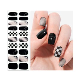 Oauee Gothic Style Gel Nail Strips | 20 Semi-Cured Gel Nail Stickers | UV Light Required | Salon Quality, Easy Application and Removal