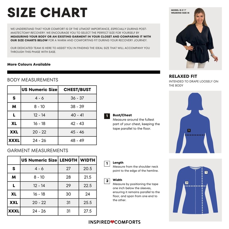 Inspired Comforts Mastectomy Recovery - Camisa de recuperación con bolsillos