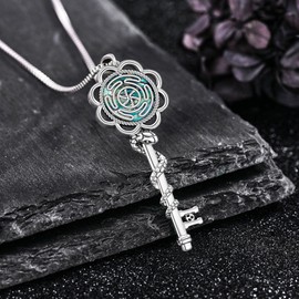 VENACOLY Hecate Key Necklace 925 Sterling Silver Hecate Amulet Pendant Triple Moon Goddess Jewellery Snake Hecate Necklace Gifts for Women