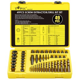 Topec 49pcs Screw Extractor/Drill Bit Set, professional remove set for removing broken studs, bolts, socket screws and fittings
