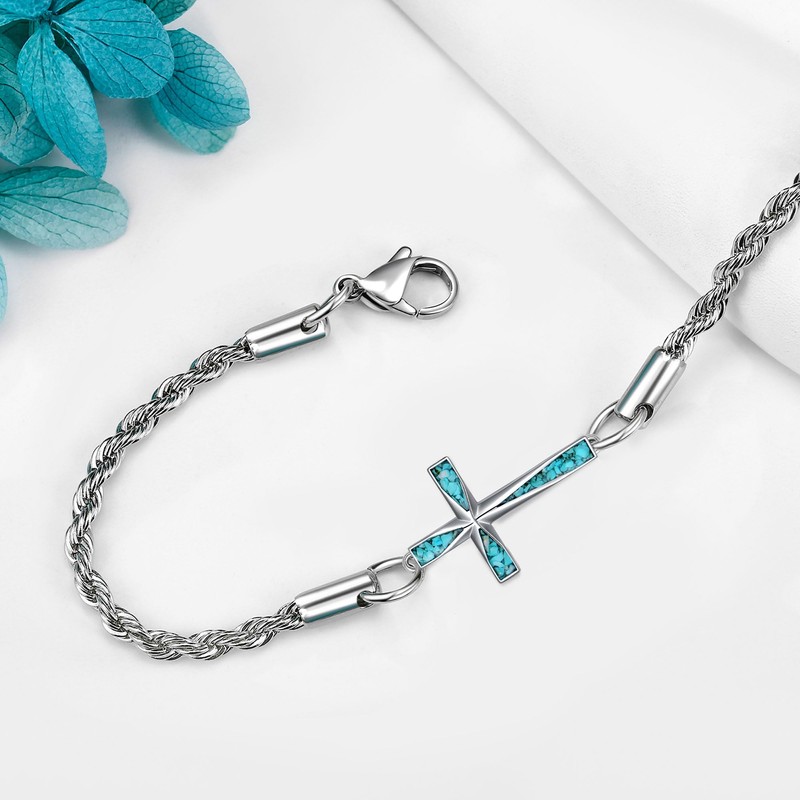 Cross Bracelet 925 Sterling Silver Turquoise Cross Bracelet Cross Jewelry