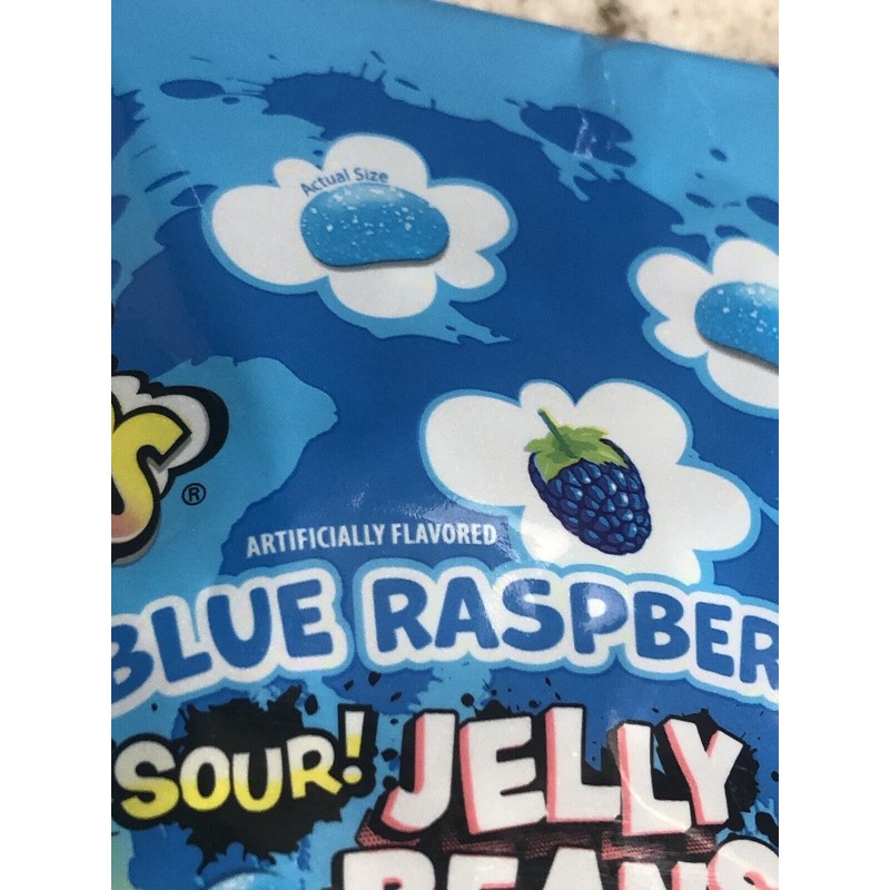 Warheads-Blue Rasberry Sour Jelly Beans Candy: 4oz/113g. ShipN24Hours-N