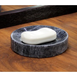 KLEO Natural Stone Soap Dish Soap Holder Bath Accessories for Bathroom, Tub or Wash Basin Accessory (Black)
