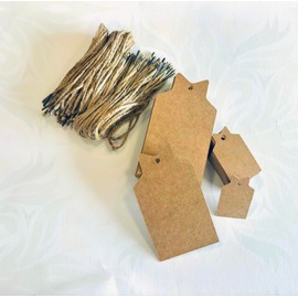 PAPER-CAPERS Vintage-Style V-Cut Kraft Tags with Jute Strings – 100 Pcs Set (50 Large 6x10cm + 50 Small 3x5cm), Blank Gift Hang Tags for Rustic Packaging, Crafts & Small Business Labeling