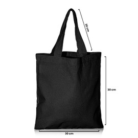 IMFAA Pack 10 Small (30x30) Cm 100% Cotton Canvas Reusable Tote Shopping/Kids Party Bags for Printing and Painting in Black-Colour (Black, 10)