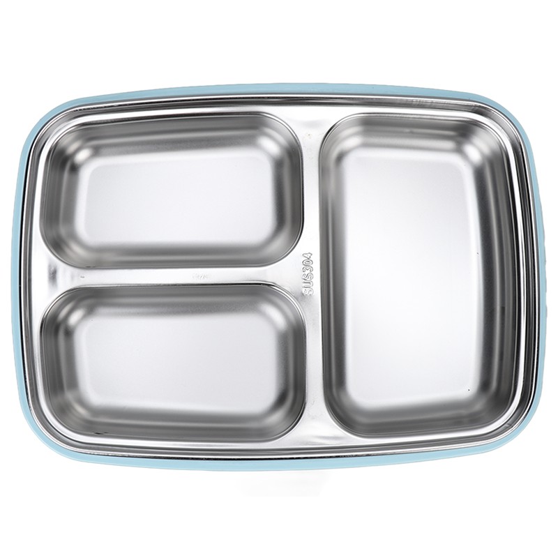 Thermal Insulation Bento Lunch Box 3 Grids Leakproof 304 Stainless