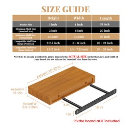 2pcs Floating Shelf Bracket Heavy Duty,Decorative Floating Shelf Hardware Hidden Black Metal Fireplace Mantel Brackets (18"X4"X1.0" with Tools)