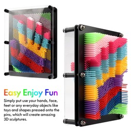 3D Pin Art Toy - Colourful Plasic Board Large Size, Classic Pin Impression Art Toys Sculpture for Children Adults (Rainbow)