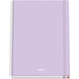 ‎DOHE - Kariertes A4-Heft - 100 Blatt, 90 g/m² Stärke, Größe 22,8x30 cm, Hardcover, Ringverschluss und Gummiband, 5 mm Karos, Schulmaterial - SERENITY Lila