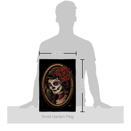 La Calavera Catrina Garden Flag - Set with Stand Fall Day of Dead Dia De Los Muertos Fiesta Mexican Party Autumntime - House Decoration Banner Small Yard Gift Double-Sided Made In USA 13 X 18.5